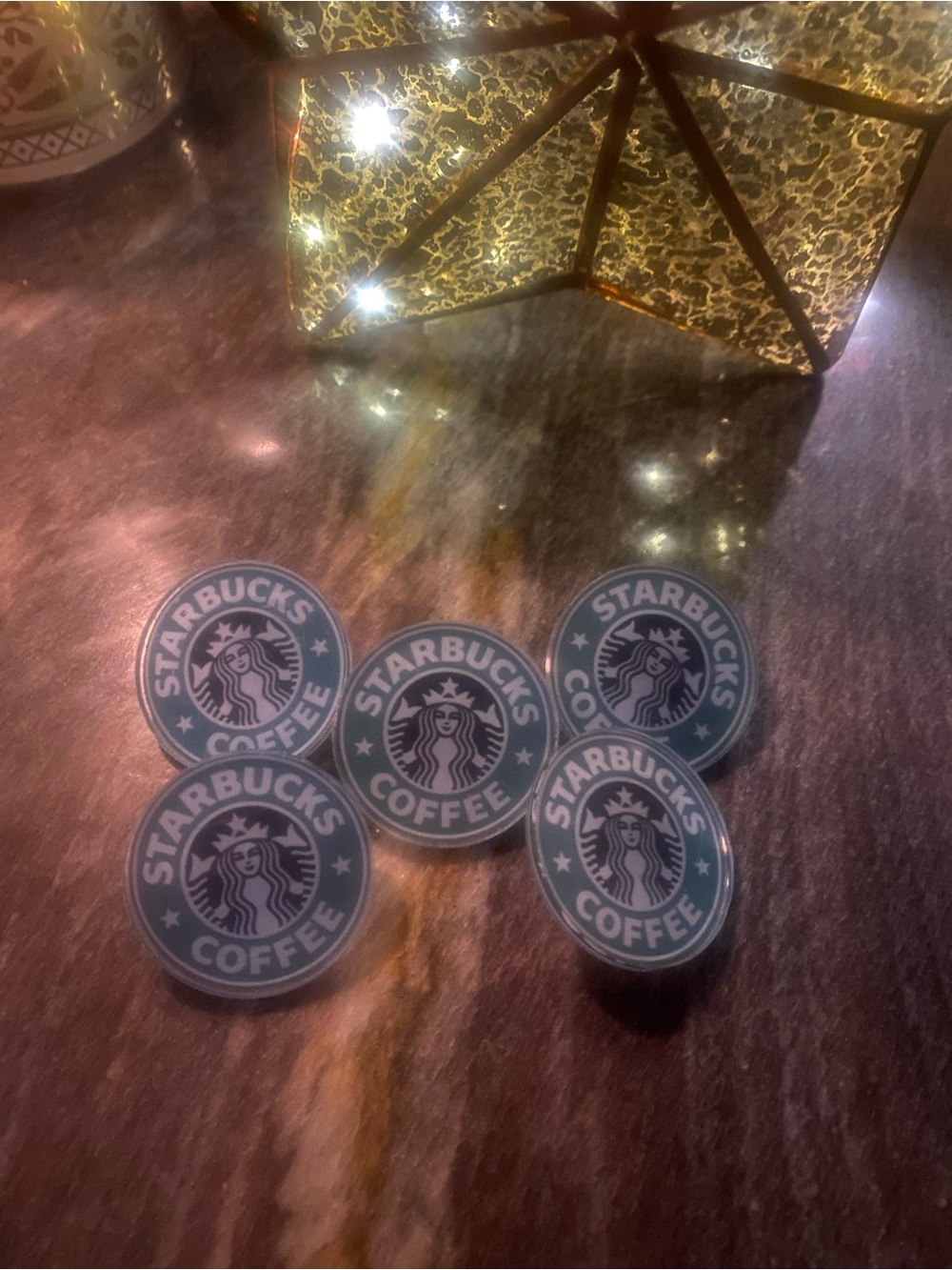 STARBUCKS COFFEE 5 PROMOTIONAL VINTAGE EMPLOYEE PINS MINT NEW !!!